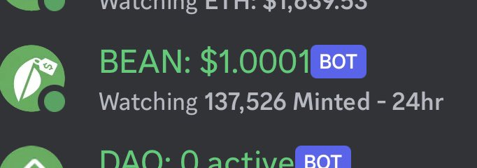 In the last 24 hours, beanstalk has minted over 130,000 new beans. 

This is efficient stablecoin supply expansion. And this is just the beginning
