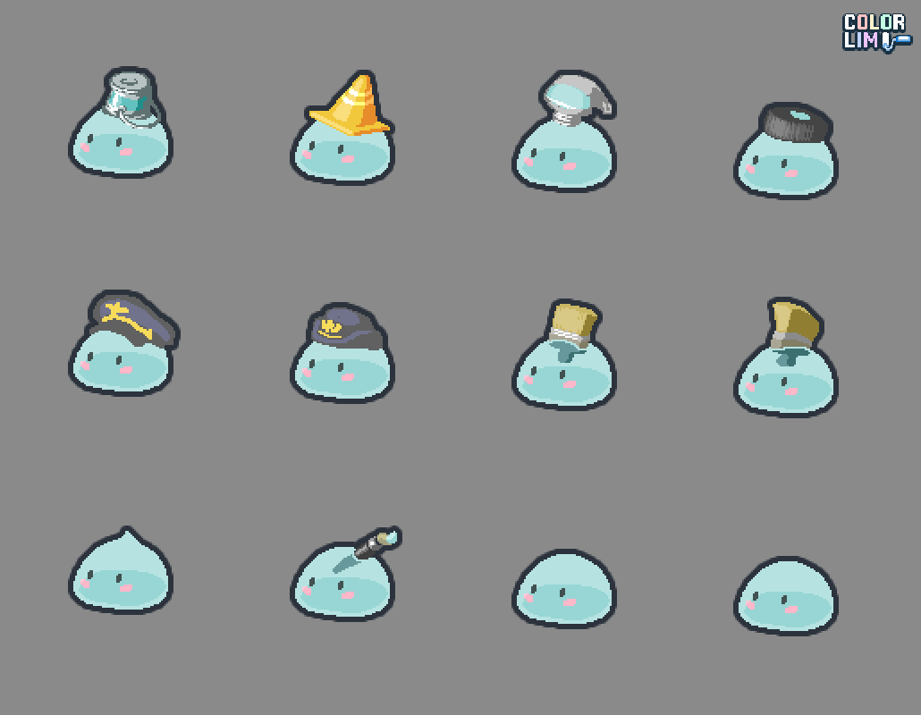 MilestoneGames_'s tweet photo. What hat will put on next slime?
#indiedev #indiegame #unity2d
#pixelart #Color_Lim https://t.co/Pv4q9Ay3Zb