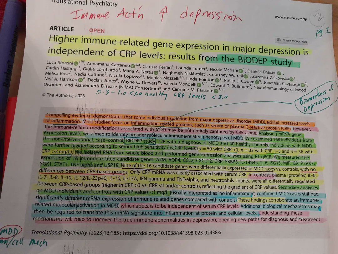 mfvarela's tweet photo. I spent a holiday weekend reading on depression and the immune system. We will discuss it in Immunology. Inflammation is on overdrive in people with depression. Future studies involve anti-inflammatory meds,  &amp; designing targeted or personalized treatment strategies. https://t.co/zBgJuD4kpZ