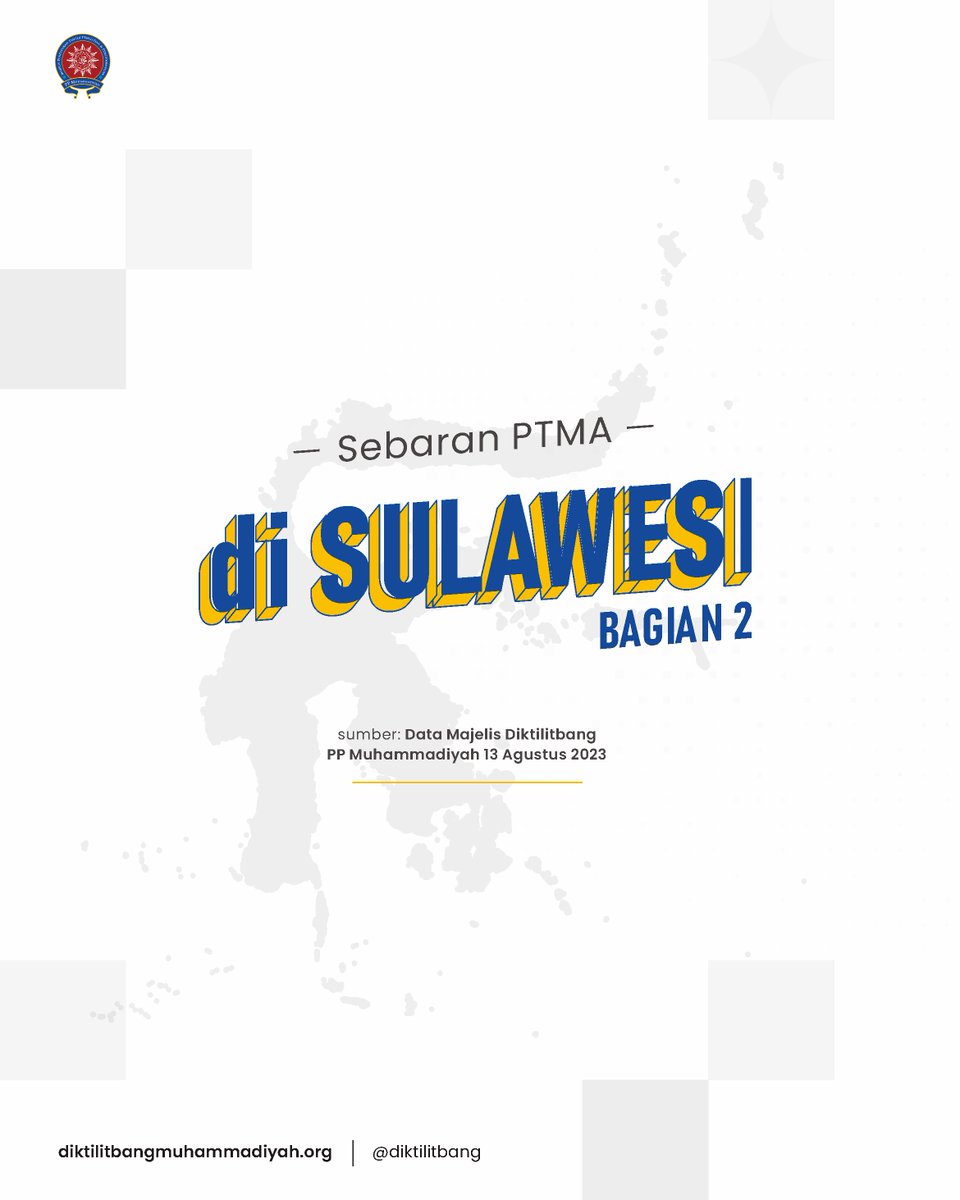 diktilitbang's tweet photo. Sebaran Perguruan Tinggi Muhammadiyah 'Aisyiyah (PTMA) di Sulawesi (Bagian 2)
Pertama, ada Universitas Muhammadiyah Palu (UNISMUH Palu) di Sulawesi Tengah dengan akreditasi Baik Sekali menawarkan 18 Prodi S-1 & 5 Prodi S-2
#infosulteng