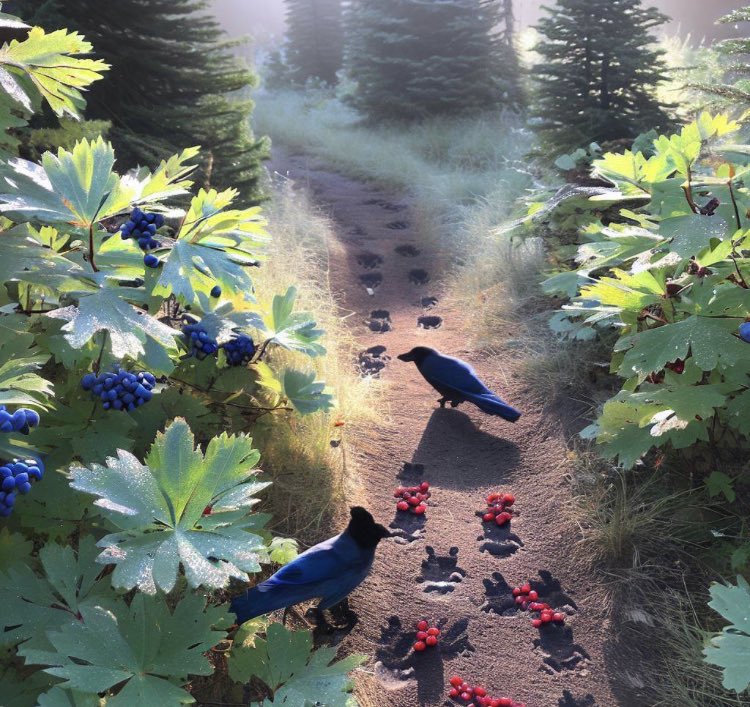 JourneyT0TheSon's tweet photo. wax currant bushes are emptied of berries and bear paw tracks in the area on morning walk stellar jays voicing concern as feeding was interrupted #WaxCurrantBerries #BearEncounter #StellarJayChatter #NatureSigns https://t.co/672bqnGxbD