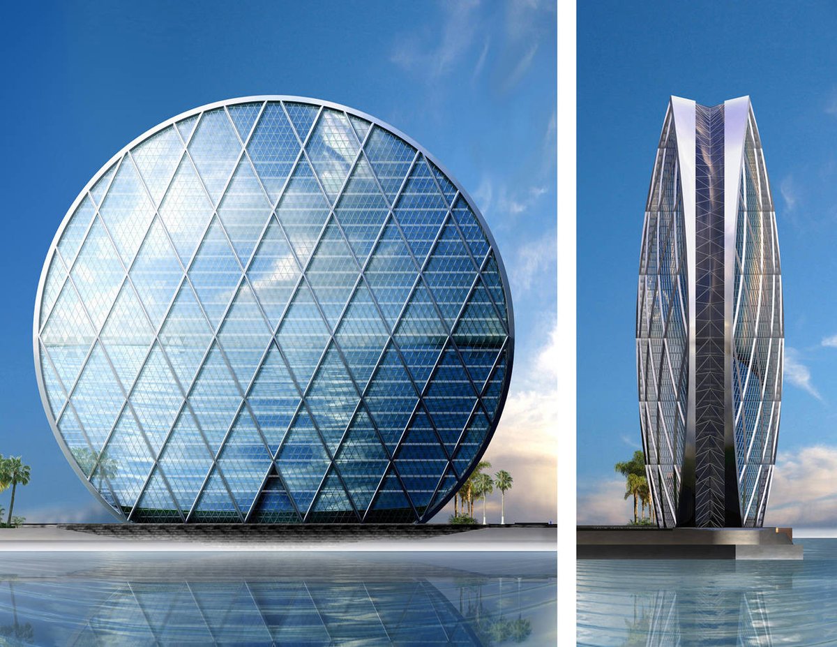 Aunicornglass's tweet photo. The Aldar Headquarters building is the first circular building of its kind in the Middle East. It is located in Al Raha, Abu Dhabi, United Arab Emirates.
The shape of this building is achieved through the use of structural diagrid, a diagonal grid of steel.#Aunicornglass #glass https://t.co/UwuWugXIIE