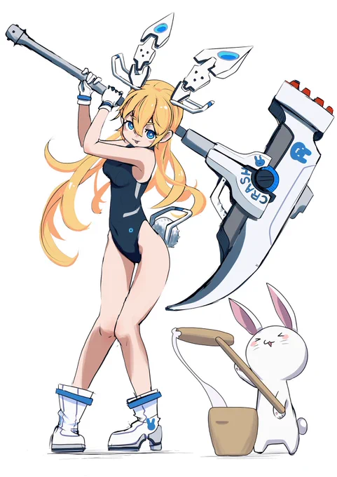 #イラスト #illustrationどう見積もっても武器がデカすぎる女の子集 