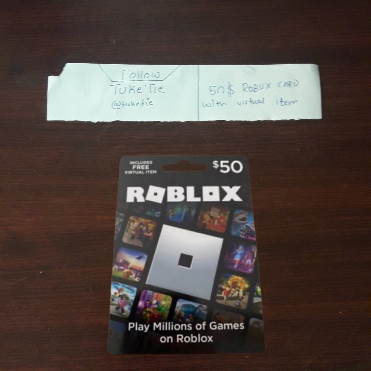 🎉 50$ ROBUX CARD GIVEAWAY 🎉

🤝 Follow
💛 Like
♻️ Retweet
💬 Reply with your roblox username.

👍 Good luck