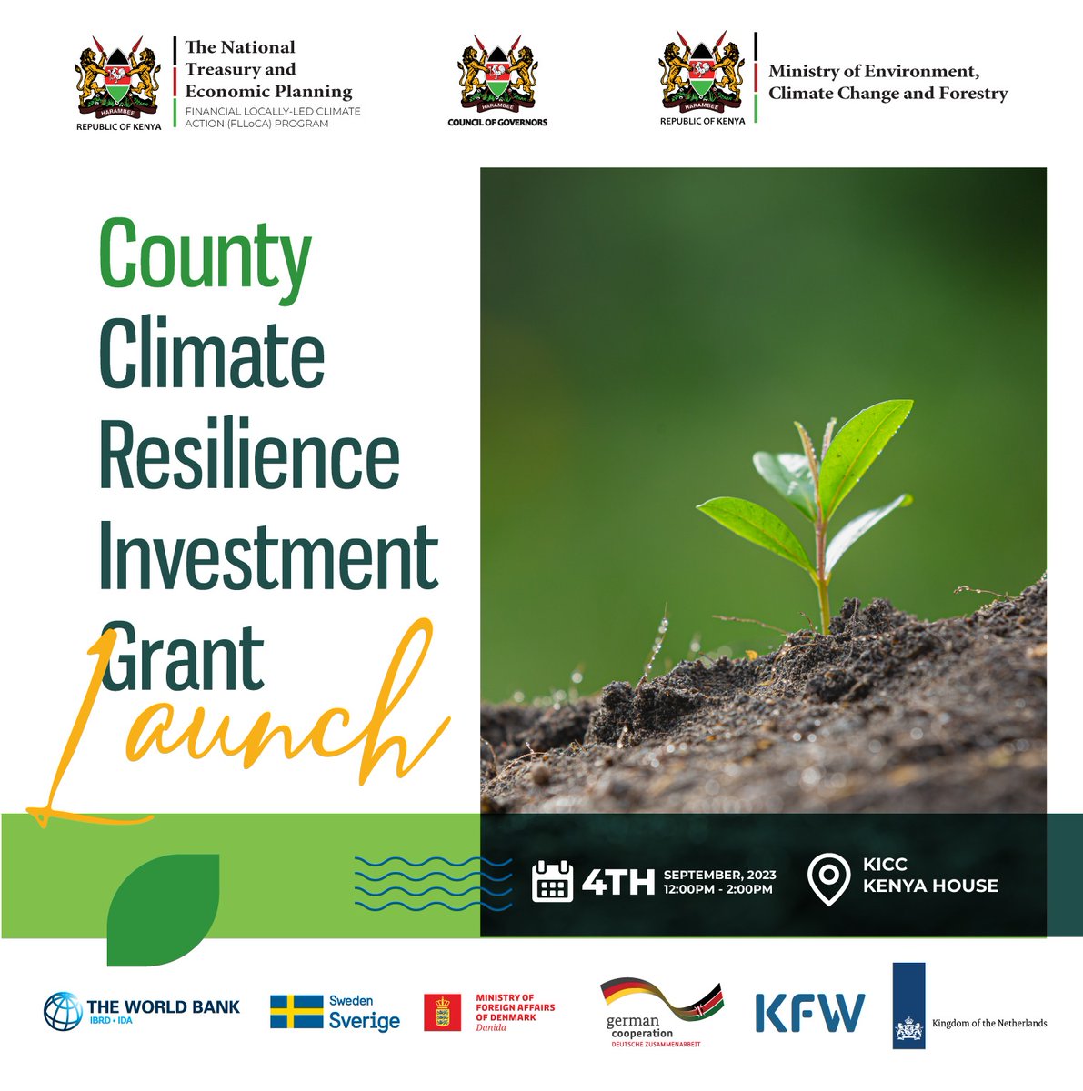FLLoCA receives backing from various entities, including the World Bank, as well as the governments of Sweden, Denmark, the Kingdom of the Netherlands, and the German Government through KfW Development Bank. #LocallyLedClimateAction #AfricaClimateSummit23