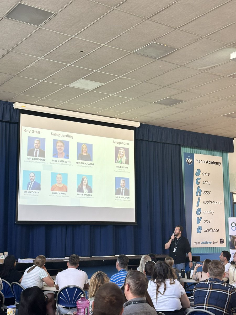 ManorAHT_PP's tweet image. Great to see Mr Hudson back at @TheManorAcademy in his new role as Deputy Headteacher. Leading his first session as part of our mandatory safeguarding training. Keeping our children safe is a priority for every member of staff. #Safeguarding #INSET #KCSIE2023