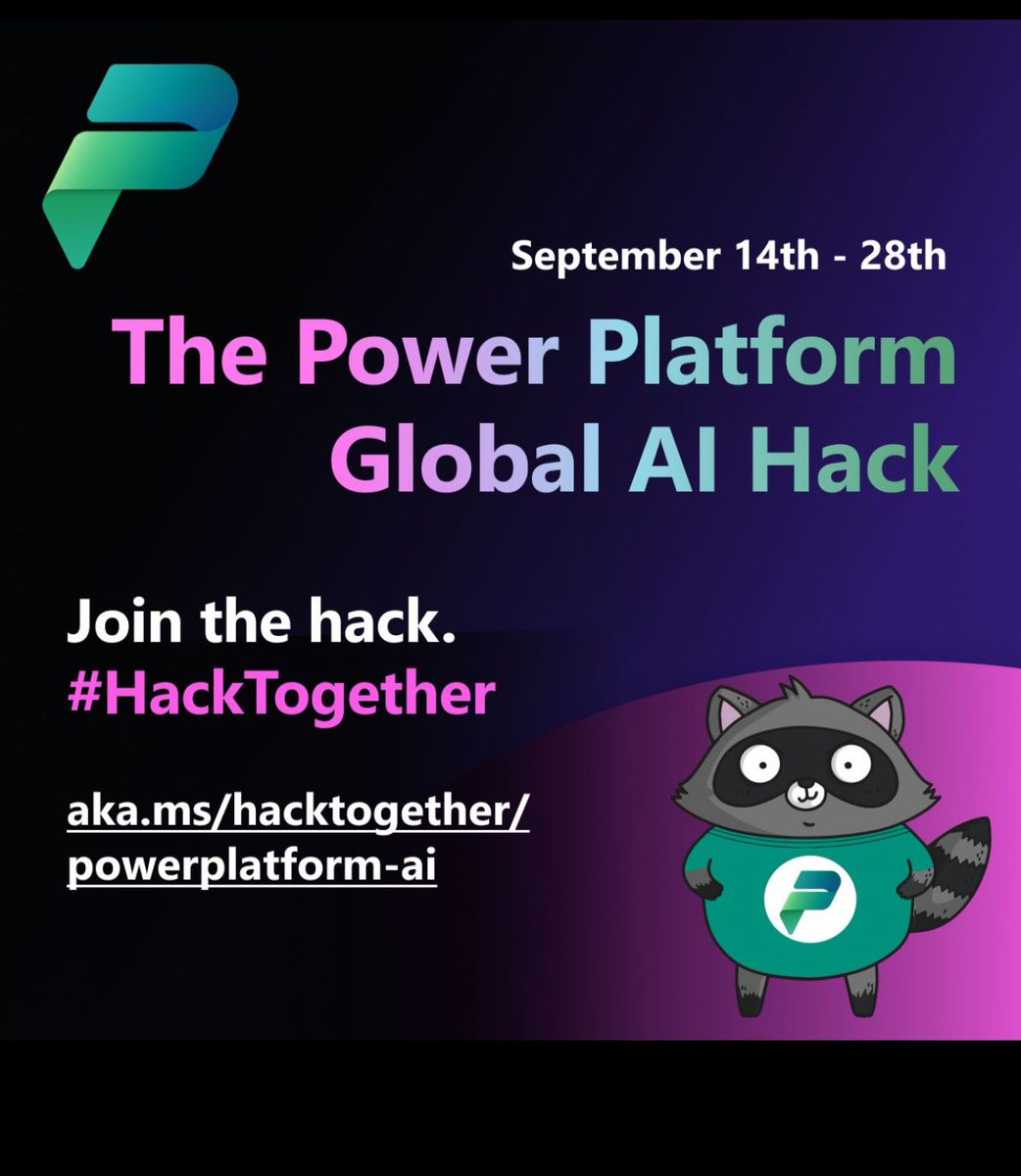🚀 Don't miss this amazing opportunity to join the global #PowerPlatform AI HackTogether!

💻 Learn how to build solutions in the Power Platform by leveraging #AI and #Copilot and you'll stand a chance to win some cool prizes

📅 Join us online from the 14th - 28th of September