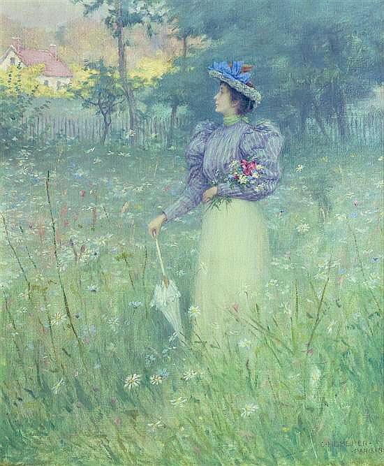 Charles Heberer (1868 - 1951) 

Gathering Wildflowers, 1885