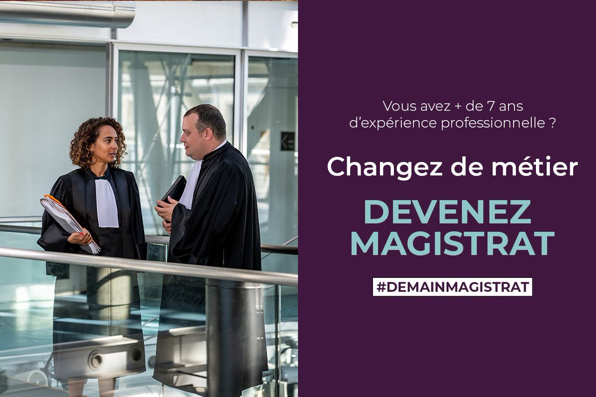 Les inscript° au #ConcoursComplémentaire #ENM sont ouvertes jusqu’au 6/10 aux professionnels justifiant d’au - 7 ans d’activité juridique, économique, sociale ou administrative les qualifiant pr exercer des fonct° judiciaires. #DemainMagistrat ow.ly/a6bx50PHmzs