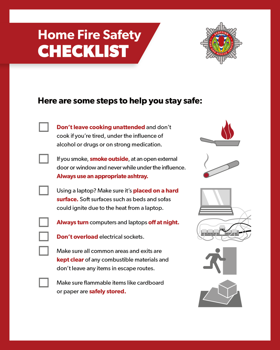 SFRSYourSafety's tweet photo. Make sure your home is safe with our HOME FIRE SAFETY CHECKLIST.
You can download a copy here: https://t.co/xKsY0083ZG
Or for more detailed info, download Your Guide to Fire Safety here:
https://t.co/JmhB2O0xiB https://t.co/Rf0MrzTjMC