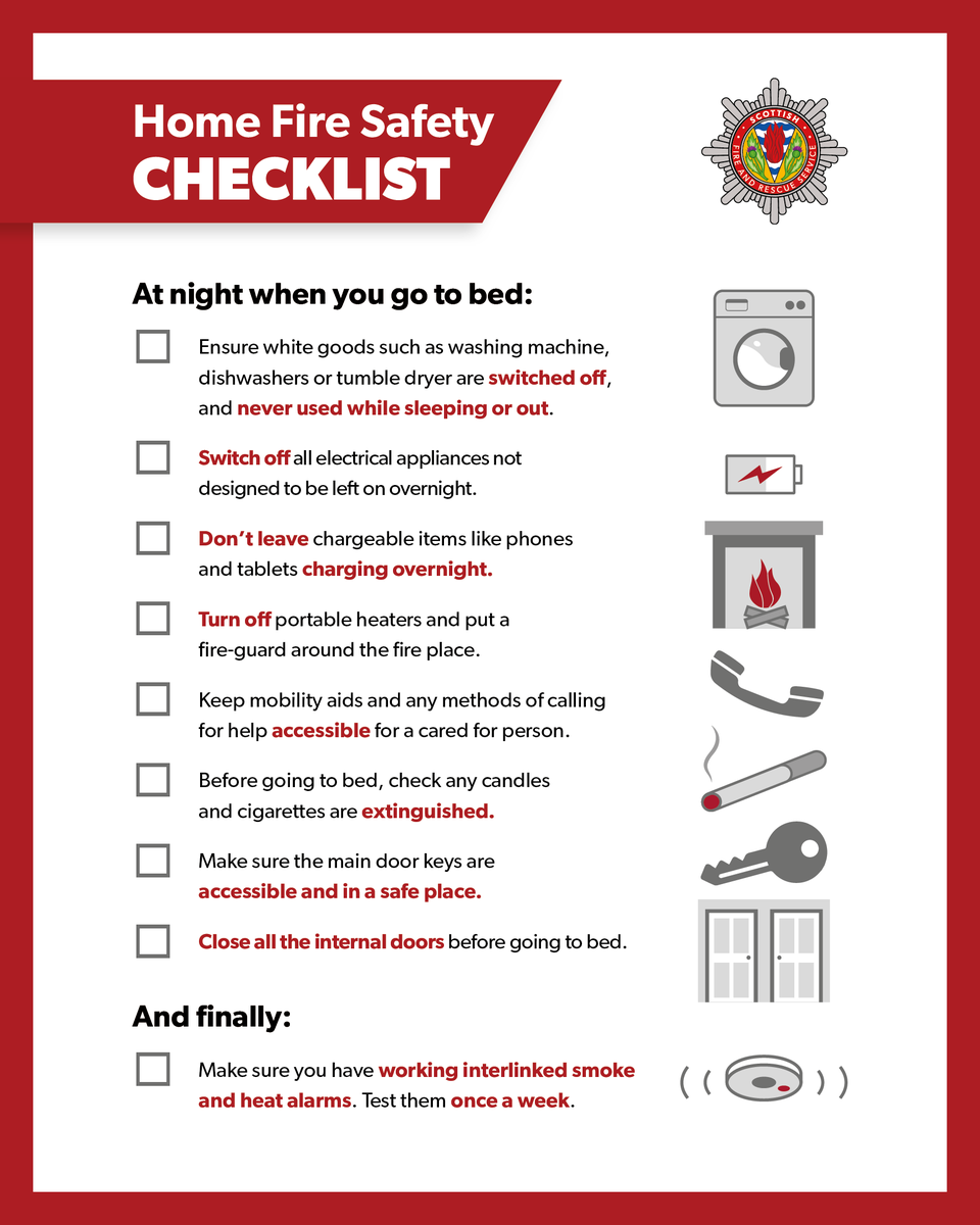 SFRSYourSafety's tweet photo. Make sure your home is safe with our HOME FIRE SAFETY CHECKLIST.
You can download a copy here: https://t.co/xKsY0083ZG
Or for more detailed info, download Your Guide to Fire Safety here:
https://t.co/JmhB2O0xiB https://t.co/Rf0MrzTjMC