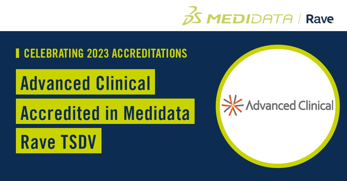 Congrats to <a href="/AdvClinical/">Advanced Clinical</a> on their <a href="/Medidata/">Medidata</a> Rave TSDV accreditation! Learn more: mdso.io/dhs

#LifeSciences #ClinicalTrials