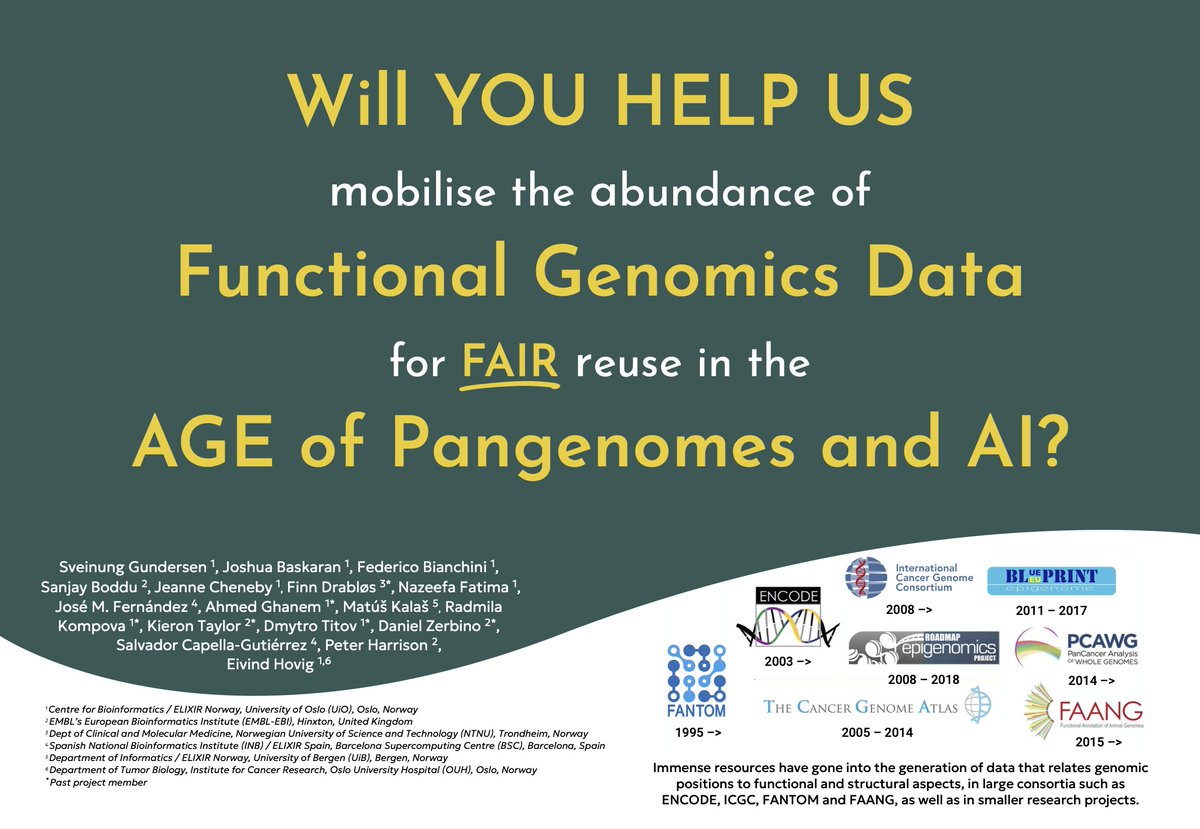 FAIRtracks (@fairtracks) on Twitter photo Will you help us mobilise the abundance of Functional #Genomics Data for #FAIR reuse in the age of #Pangenomes and #AI?
#RDATIGER and #FAIRtracks invites across #biomedical and #biodiversity domains to launch a new WG in <a href="/resdatall/">Research Data Alliance (RDA)</a> . Kickoff Sep 12 & 25: tinyurl.com/rda-fair-tracks Will you help us mobilise the abundance of Functional #Genomics Data for #FAIR reuse in the age of #Pangenomes and #AI?
#RDATIGER and #FAIRtracks invites across #biomedical and #biodiversity domains to launch a new WG in <a href="/resdatall/">Research Data Alliance (RDA)</a> . Kickoff Sep 12 & 25: tinyurl.com/rda-fair-tracks