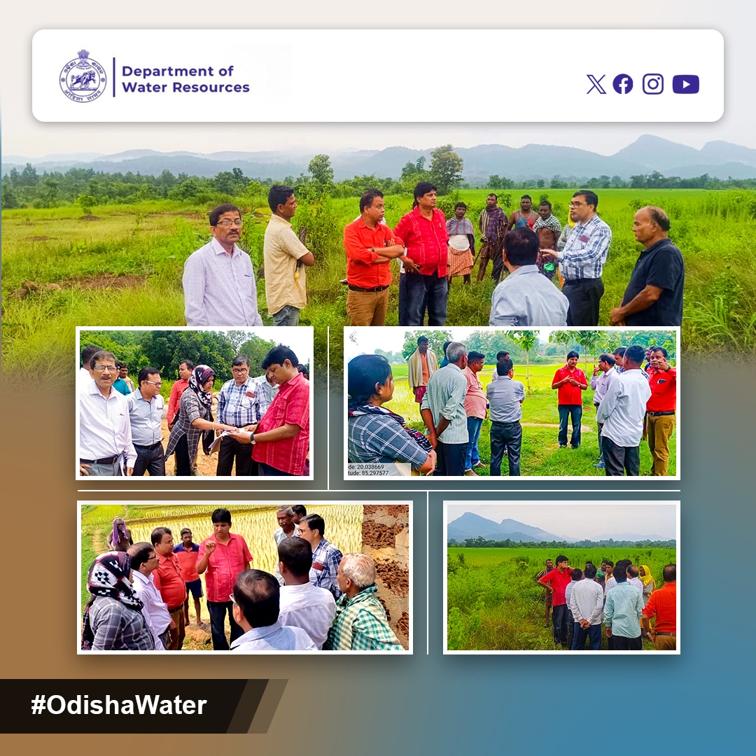 OdishaWater's tweet image. #FieldVisit for Micro Irrigation #PilotProject and Site selection in #NayagarhDistrict by senior officers from #CAD, #CAET #OUAT, JAIN Irrigation, along with local officials. Productive discussions with #Farmers and #PaniPanchayat members. #OdishaWater