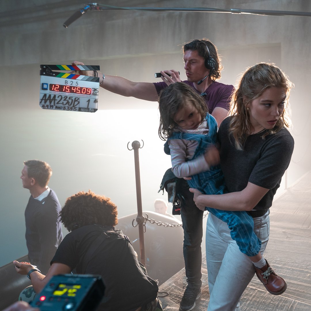 Zoom in on the clapperboard. On this day in 2019, Daniel Craig and Léa Seydoux filmed the scene when Bond sees Madeleine and Mathilde for the final time in NO TIME TO DIE.