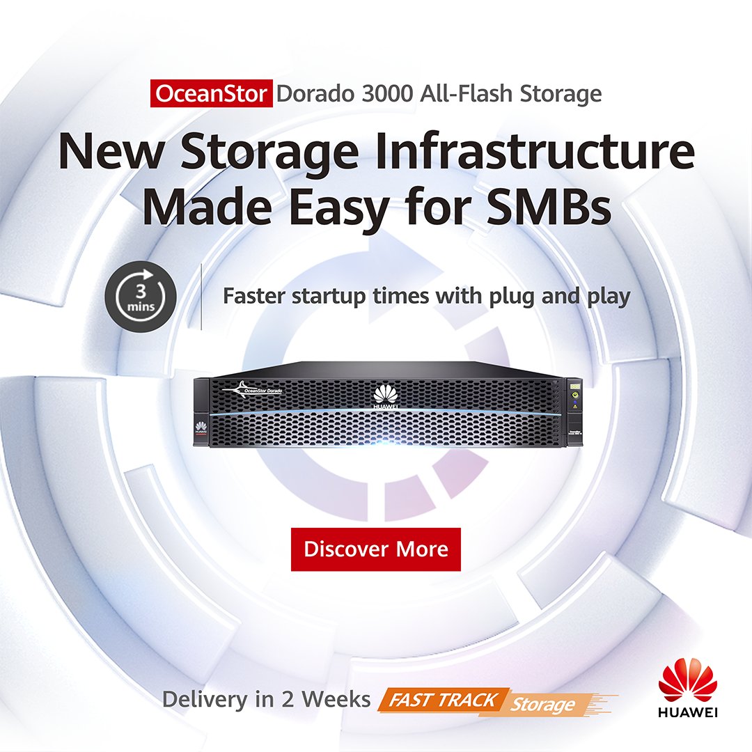 Huawei_ME's tweet photo. With plug & play technology, #Huawei #OceanStorDorado 3000 #storage devices automate configuration, meaning that you're ready to hit the ground running, with no setup or installation required. Interested? #FastTrackStorage https://t.co/M555LyBcif https://t.co/tlCFEzsF08