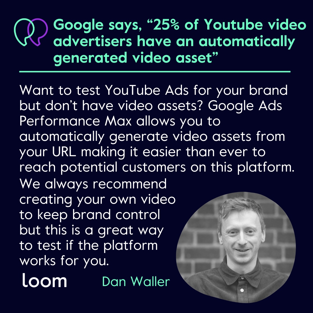 🤖 Using automatically generated video is a great way to test the YouTube Ads as a platform but we always recommend creating your own video in the long run to keep brand control &amp; stand out from your competitors. 💡