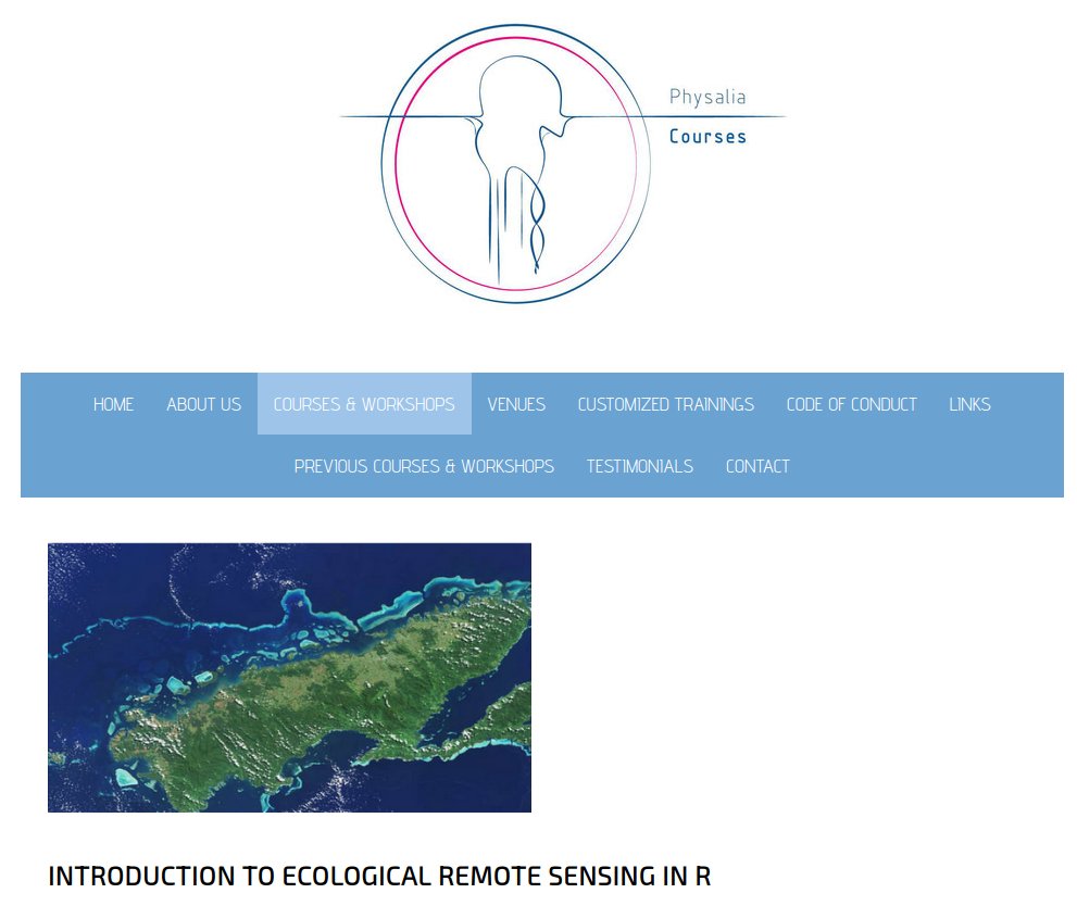 Duccio Rocchini (@ducciorocchini) on Twitter photo Ready for my course <a href="/Physacourses/">Physalia-courses@ONLINE</a> on #ecological #remote #sensing!
physalia-courses.org/courses-worksh…
We will also make use of the new #R package #imageRy, just developed for didatics, ready to go in #GitHub!
github.com/ducciorocchini…
#useR! Ready for my course <a href="/Physacourses/">Physalia-courses@ONLINE</a> on #ecological #remote #sensing!
physalia-courses.org/courses-worksh…
We will also make use of the new #R package #imageRy, just developed for didatics, ready to go in #GitHub!
github.com/ducciorocchini…
#useR!