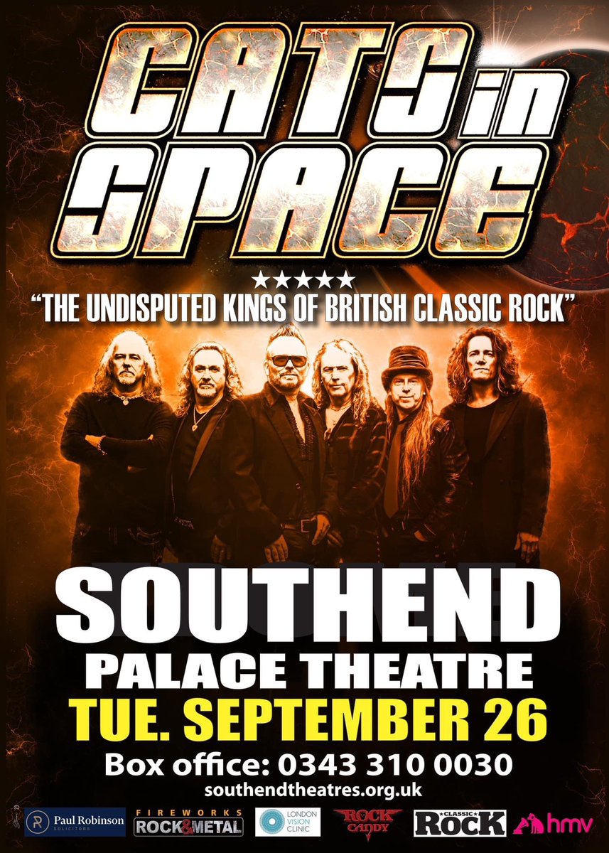 FeeebsC's tweet photo. Cannot wait for @CATSinSPACEband to play The Palace on 26 September - be quick to grab tix before it sells out: https://t.co/4aJW1o2Pgh
I keep looking for the fab posters to appear on the boards in the local area - @SouthendTheatre when will that happen? 🤞🏻this week!! 😻🙏🏻🤘🏻 https://t.co/RsAKgqVoAB