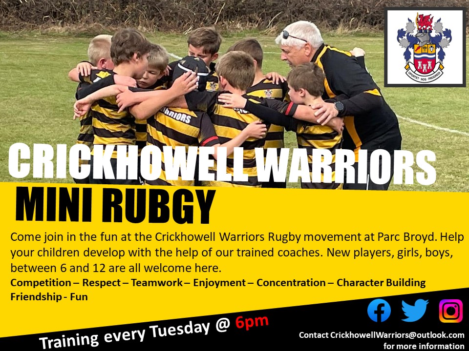 Crickhowell Rugby (@crickhowellrfc) on Twitter photo Our Warriors start back on the 5th September and are looking for new players to join!
If your child is between 5-11 come see what our Warriors programme is all about for free!
<a href="/WRU_Community/">WRU Community - Wrth galon y genedl</a> <a href="/AllWalesSport/">All Wales Sport</a> <a href="/CrickhowellCSC/">Crickhowell CSC</a> <a href="/crickhowellhs/">Crickhowell HS</a> Our Warriors start back on the 5th September and are looking for new players to join!
If your child is between 5-11 come see what our Warriors programme is all about for free!
<a href="/WRU_Community/">WRU Community - Wrth galon y genedl</a> <a href="/AllWalesSport/">All Wales Sport</a> <a href="/CrickhowellCSC/">Crickhowell CSC</a> <a href="/crickhowellhs/">Crickhowell HS</a>