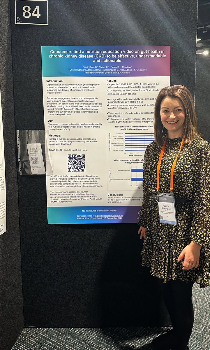 Wonderful opportunity to share our work. Consumers liked a video education resource 💜 @RenalNutrition #renalnutrition #guthealth @RoyalAdelHosp @ANZSN @ANZSNasm #Anzsn @Flinders @BEAT_CKD Nutrition & Dietetics