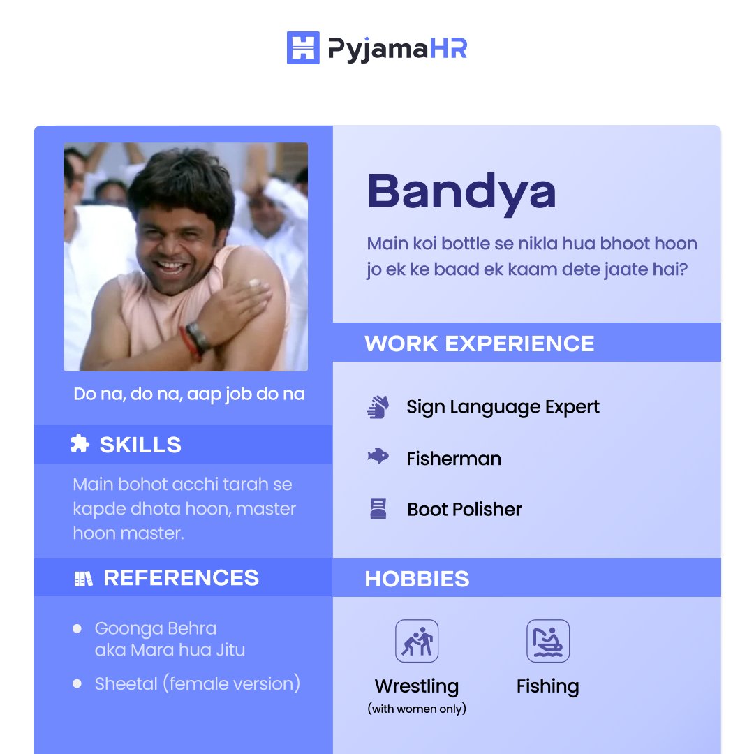 PyjamaHR's tweet photo. Would you hire Bandya for your organization? Comment and let us know! 😂 https://t.co/MX05dFggvO