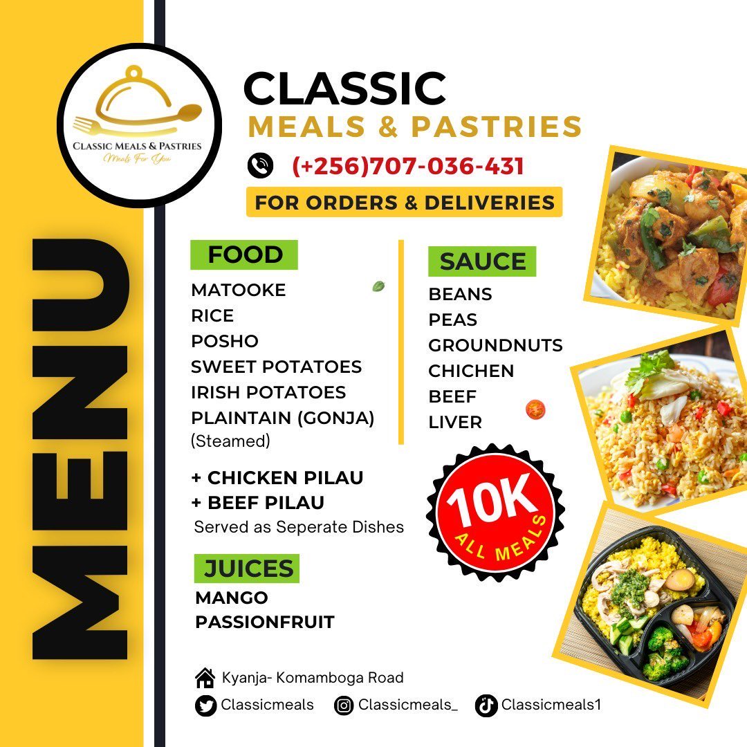 classicmeals's tweet photo. We know the Monday drill🤝. Look through, choose per your craving and let’s deliver tasty #MealsForYou. https://t.co/PDe46896Yq