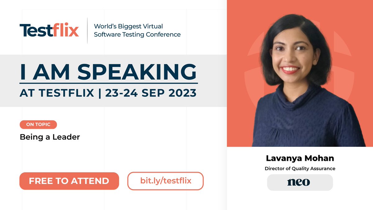 I am excited and honoured to be one of the speakers at the #TestFlix2023 conference organised by <a href="/the_test_tribe/">The Test Tribe</a>. It's a free, virtual conference filled with learning, fun, and many opportunities to meet new people worldwide.
Do register at bit.ly/testflix