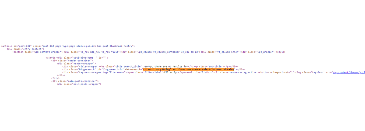InventiveRepair's tweet photo. XSS Day #21
Unsanitized injection reflected via the search bar. This allowed an event handler to be injected using the existing HTML tag. Here the onmouseover event is injected to the existing div tag by escaping the single quote.
#cybersecurity #XSS #BugBounty #bugbountytips https://t.co/rrwoeTAFrV