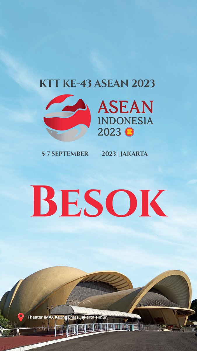 KemenkeuRI's tweet photo. Temankeu, KTT ke-43 ASEAN siap berlangsung di Jakarta mulai besok 5 September 2023.
Semoga Indonesia sebagai Ketua ASEAN 2023 bisa membawa negara ASEAN jadi makin solid sehingga ASEAN mampu jadi pusat pertumbuhan dunia✨🙌
#ASEANIndonesia2023
#ASEANMatter https://t.co/hhOMMPAgcM