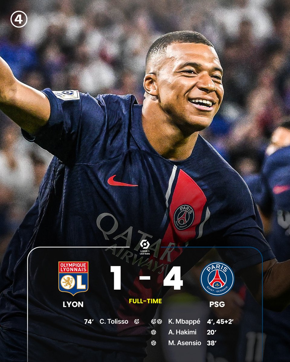 PSG steal the show in Lyon 🇫🇷⭐️ #OLPSG #Mbappe #PSGOL #Asensio #Hakimi, image size:960x1200