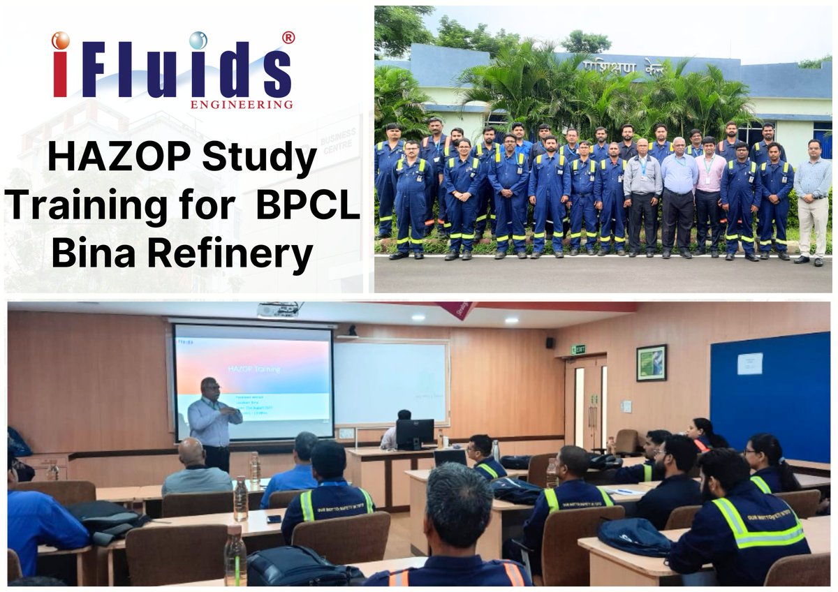 IFluids1's tweet photo. iFluids Engineering recently conducted an intensive one-day HAZOP training session for Bharat Petroleum Corporation Limited, Bina Refinery.

HAZOP Trainer : Srinivasan Venkatasubramanian

#hazoptraining #training  #bpcl #trainingprovider #hazopstudy #ifluidsengineering https://t.co/oyS3LV420P