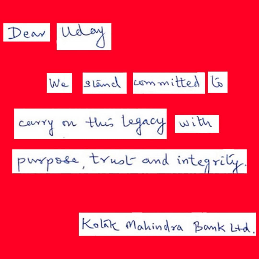 KotakBankLtd's tweet photo. Cherishing an unmatched legacy and bringing in a new era of infinite possibilities.
#UdayKotak #KotakMahindraBank https://t.co/7vwxUPrs7G