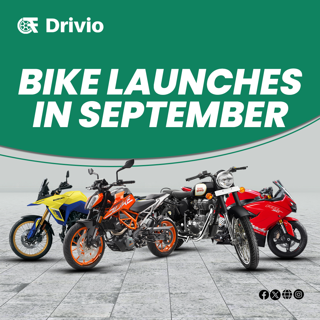 Rev up your September with the Royal Enfield Bullet 350 and Suzuki V-Strom 800DE. 🏍️

Read more drivio.in/news/royal-enf…

#NewBikes #TwoWheeler #RoyalEnfield #SuzukiVStrom #SeptemberRides #BikeLove #IndianBikers #RidingHigh #AdventureTime #TwoWheelerLoan #drivio_official