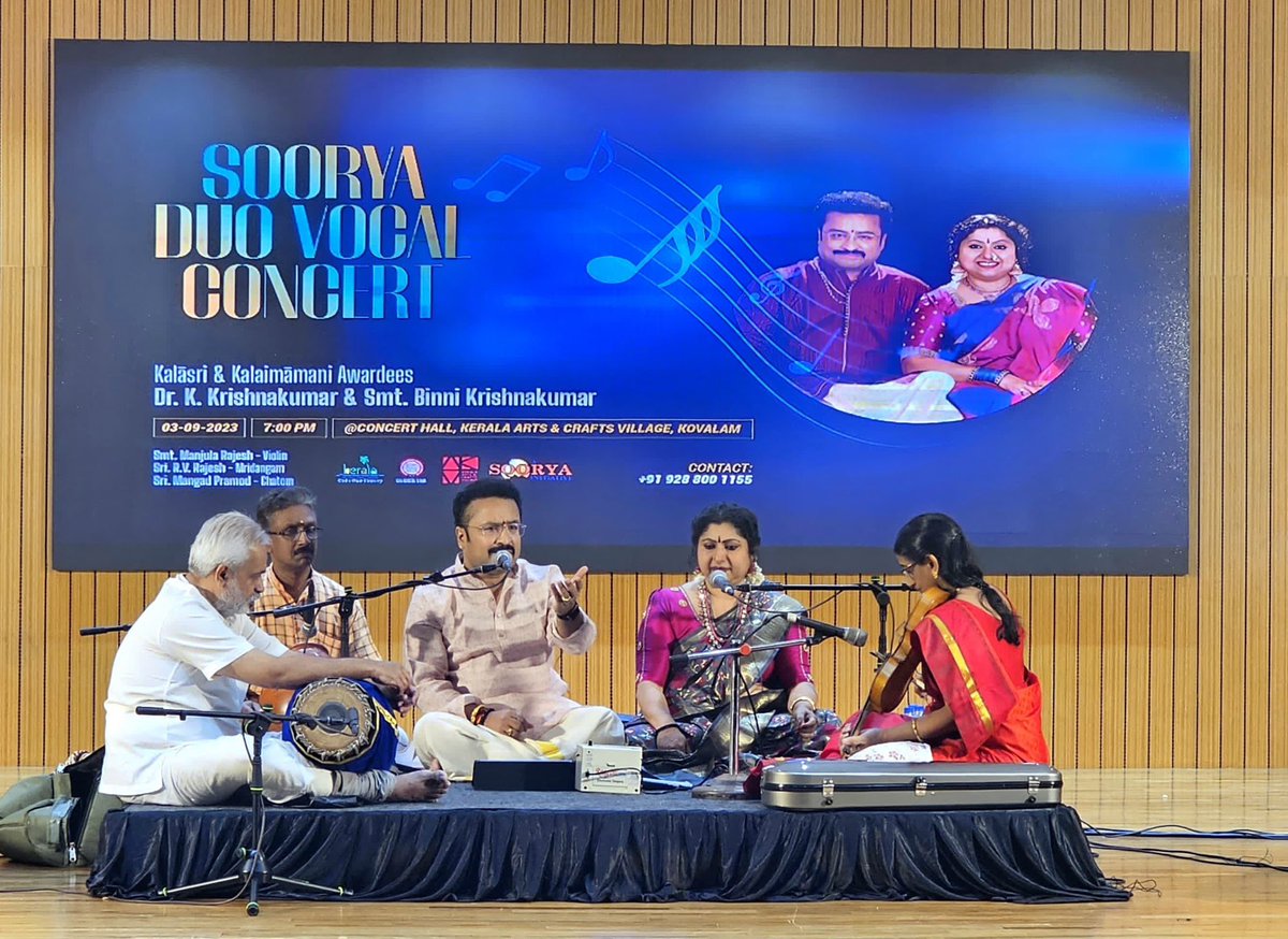 k_krishnakumar's tweet photo. Pic from our concert at #KeralaArtsandCrafts Village, #Kovalam #Thiruvananthapuram https://t.co/ON0mNONQ0d