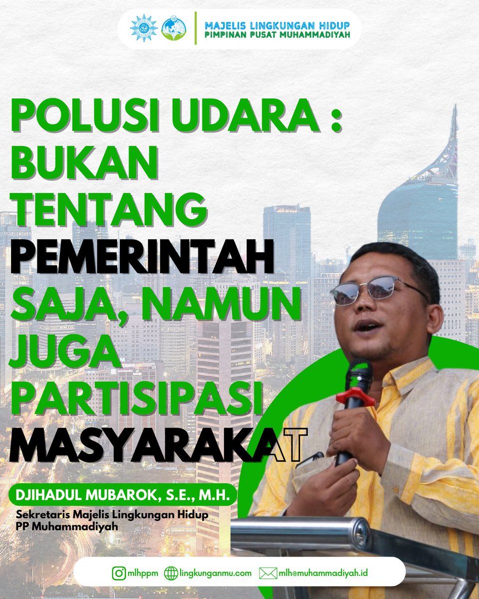 MLH_PP_Muh's tweet photo. Rekomendasi Majelis Lingkungan Hidup PP Muhammadiyah melalui Sekretaris Majelis Djihadul Mubarok, S.E., M.H. terkait polusi udara yang belakangan ini kian marak menjadi pembahasan.
_________________
Twitter : mlh_pp_muh
Website : https://t.co/SdqXIImlNl

#Muhammadiyah #MLH https://t.co/8O9GnnGjjd