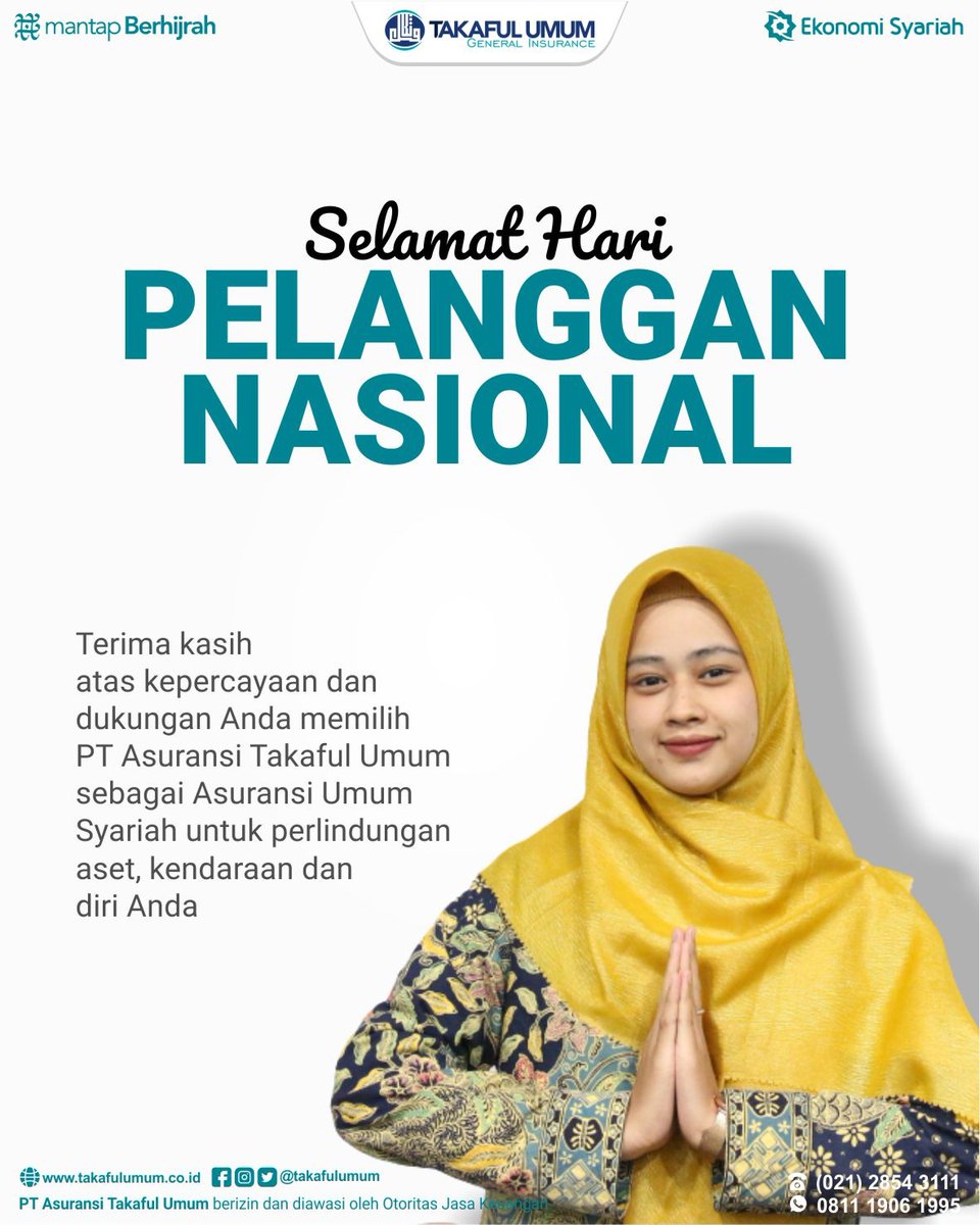takafulumum's tweet photo. Terima kasih atas kepercayaan dan dukungan Anda memilih PT Asuransi Takaful Umum sebagai Asuransi Umum Syariah untuk perlindungan aset, kendaraan dan diri Anda.
Selamat Hari Pelanggan Nasional.
#haripelanggannasional #haripelanggan #pelanggan #customerday #harpelnas #customersupport #asuransiumum #asuransisyariah #takafulumum #mantapberhijrah
