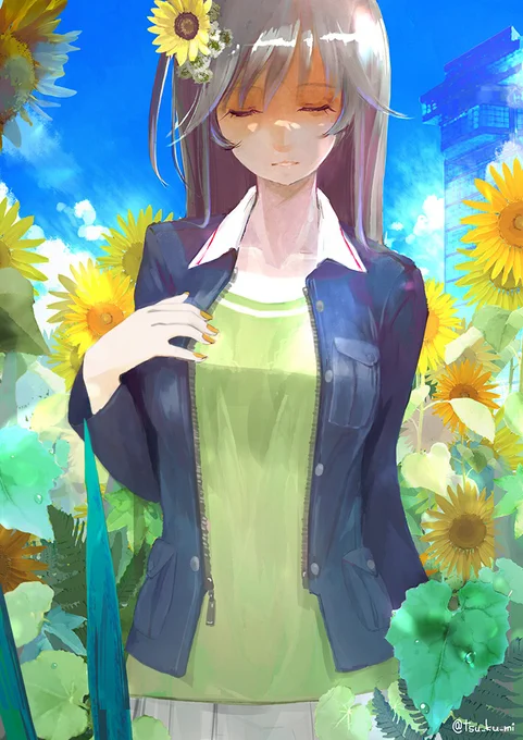 このまえのひまわり華さんの別バージョンラフの段階ではこっちも進めていて、最初はこっちで進めようかなぁと思っていたんですけどね・・・結局水着の力に負けました#ガルパン #garupan 