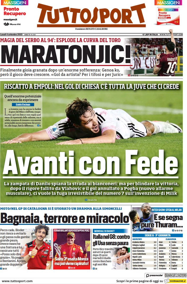 #Primepagine dei principali quotidiani sportivi italiani
#4settembre2023 
#EdicolaAngel🗞️📰