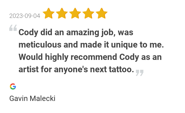 pensNneedles's tweet photo. New 5.0-star Review: "Cody did an amazing job, was meticulous and made it unique to me. Would highly recommend... https://t.co/j8ZVdiHBQn