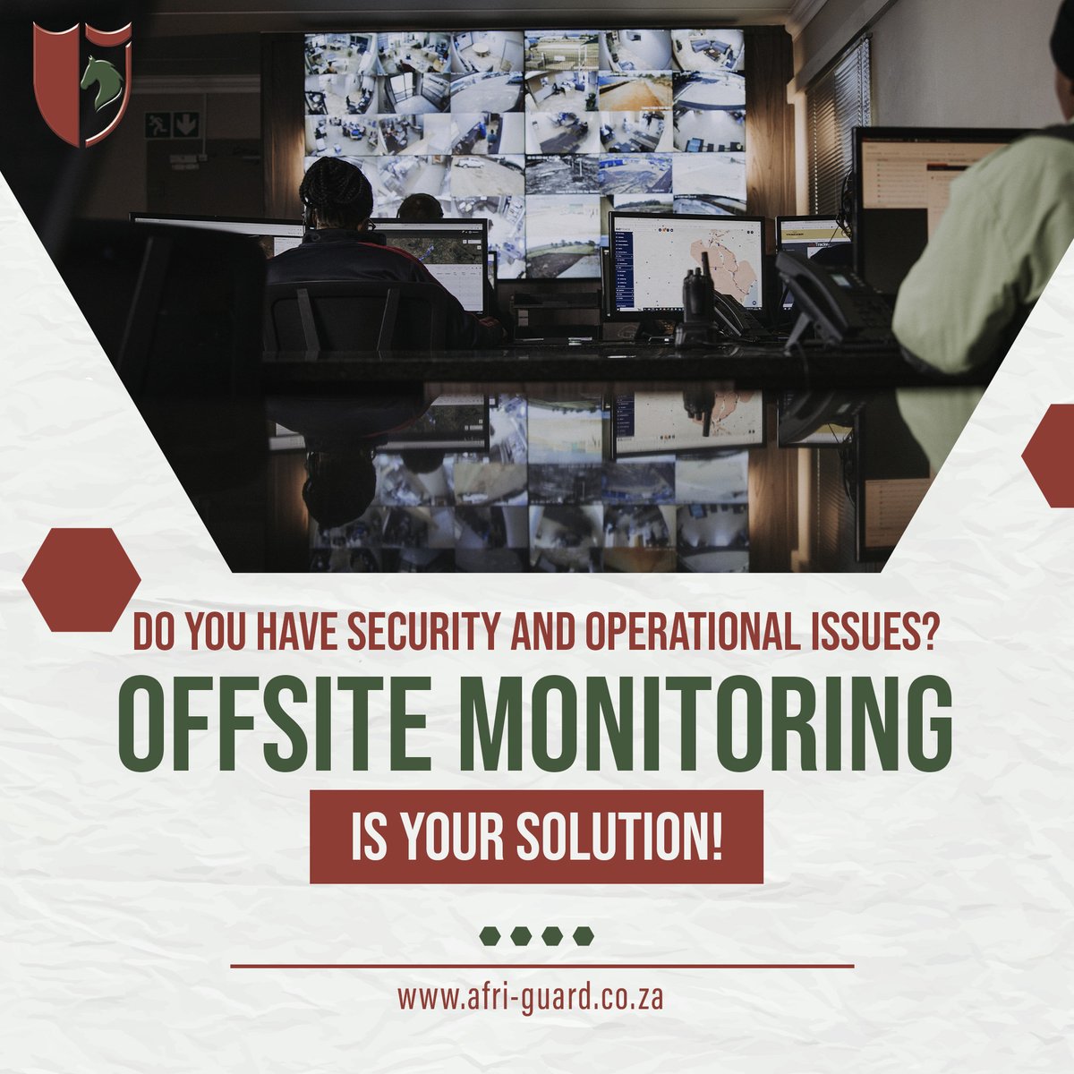 AfriGuardSA's tweet image. Enhance security with Offsite Monitoring! Constant surveillance, rapid threat response, and affordable solutions. Improve strategies, cut false alarms, and manage risks in real-time. Safeguard your operations. Contact us: 086 100 0126. #OffsiteMonitoring #AfriGuard