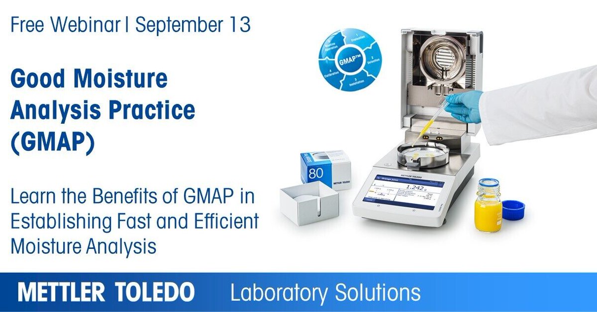 mettlertoledo's tweet photo. #MettlerToledoWebinar | ⏱Fast, ✅reliable, and 🎯accurate #MoistureAnalysis starts with picking the right equipment! Join our 🆓webinar and learn more about #GMAP, which can help you choose and test a moisture analyzer to ensure continued performance. https://t.co/Rc8PYEglUD https://t.co/KLMZmoJmjH