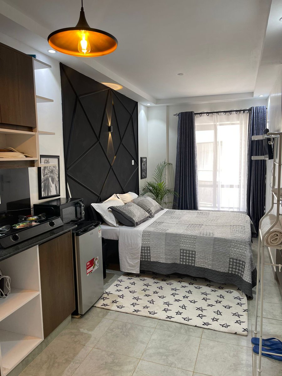 Studio Airbnb Apartments/ Deluxe rooms available for immediate check-in at Tsavo Sunset Thindigwa, Kiambu rd.  @2500/night
☎️ 0700509222 for Bookings. Available for short and long term stays. Self Check-in.

*Has*
Fast Wireless internet.
Smart TV 
 Kitchenette
Ample Parking.