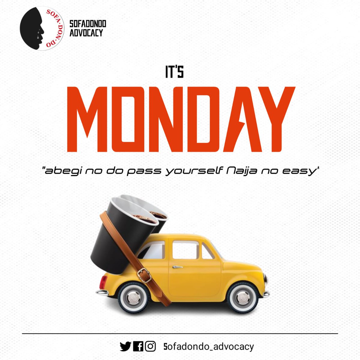 Contri no easy, but abeg, make we dey push am small small.

Una happy new week oh!

#SofaDonDo 
#Newweekvibes #MondayMotivation