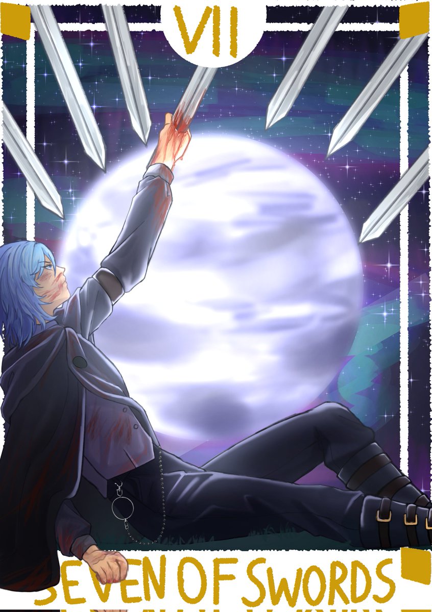 Kivally_'s tweet photo. Theo as "Seven of Swords"
From the #octarotdeck collab!
#kivallocs #artidn
Big thanks to @thenewt_uwu for hosting!! And sorry for the delay🥺 https://t.co/kXnXe16Z25