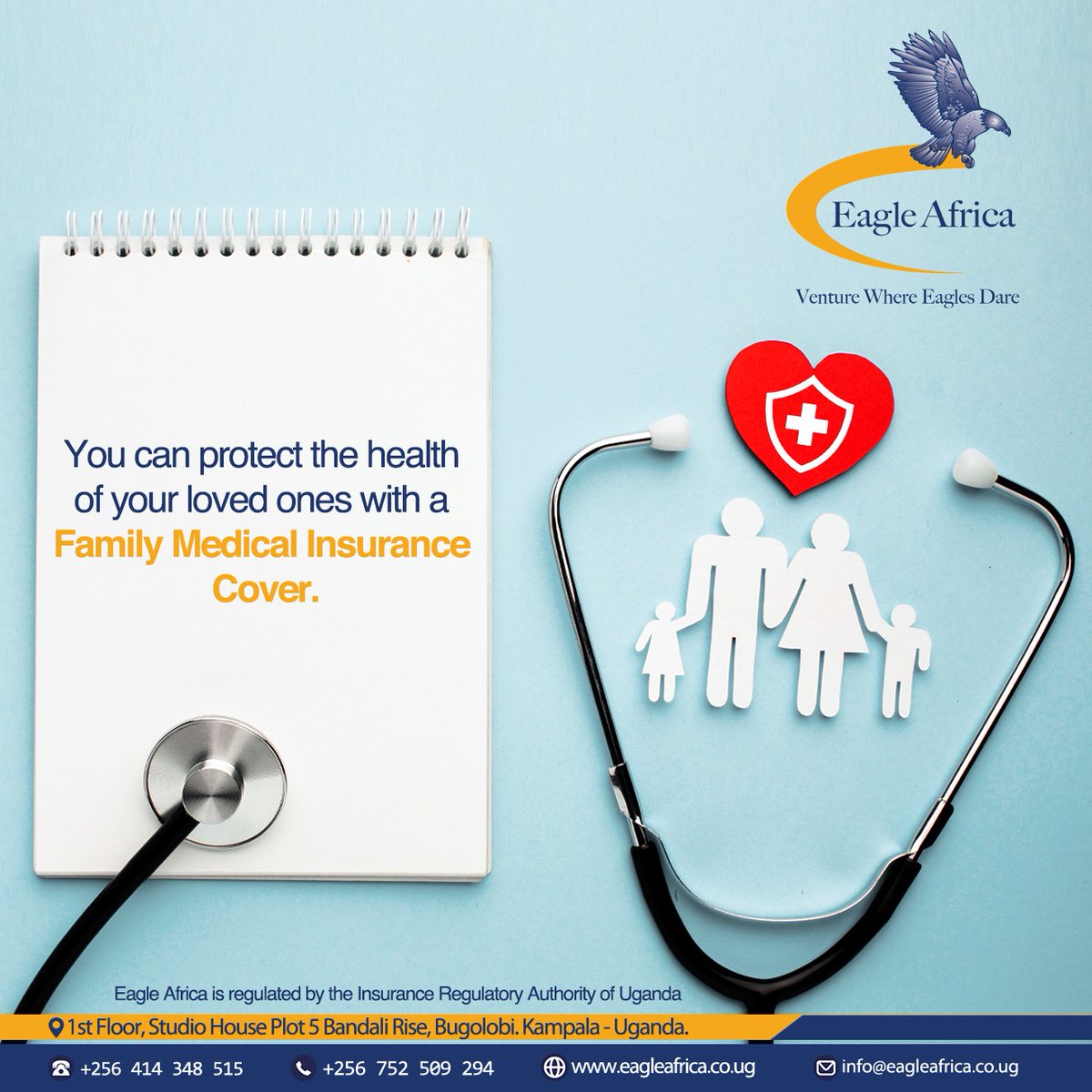 EagleAfricaUG's tweet image. Protect your family's health with a Family Medical Insurance Cover!

Family Medical Insurance provides medical and financial security coverage to the whole family against unexpected illness and  hospitalisation.

#EagleAfrica #FamilyMedicalInsurance #Insuranceneeds #MondayMorning
