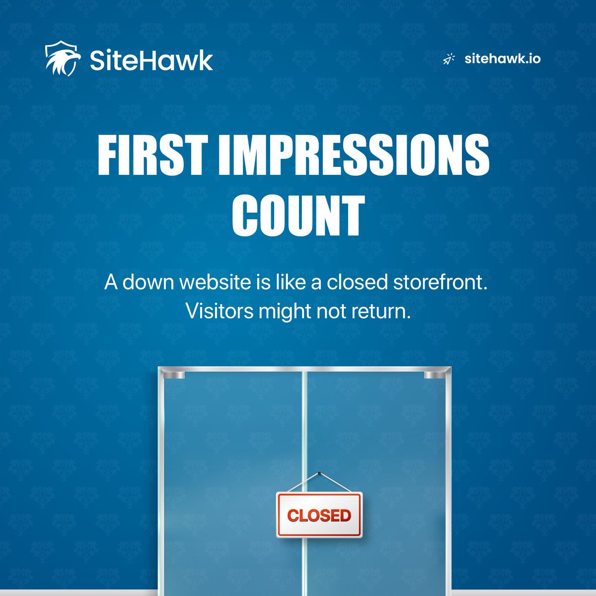 sitehawk_io's tweet photo. Your website is your online storefront, and first impressions count!✨
Don't let it be a closed door to your visitors. 💻
#WebsiteMatters #FirstImpressions #OnlinePresence https://t.co/zuULq4Qzn2