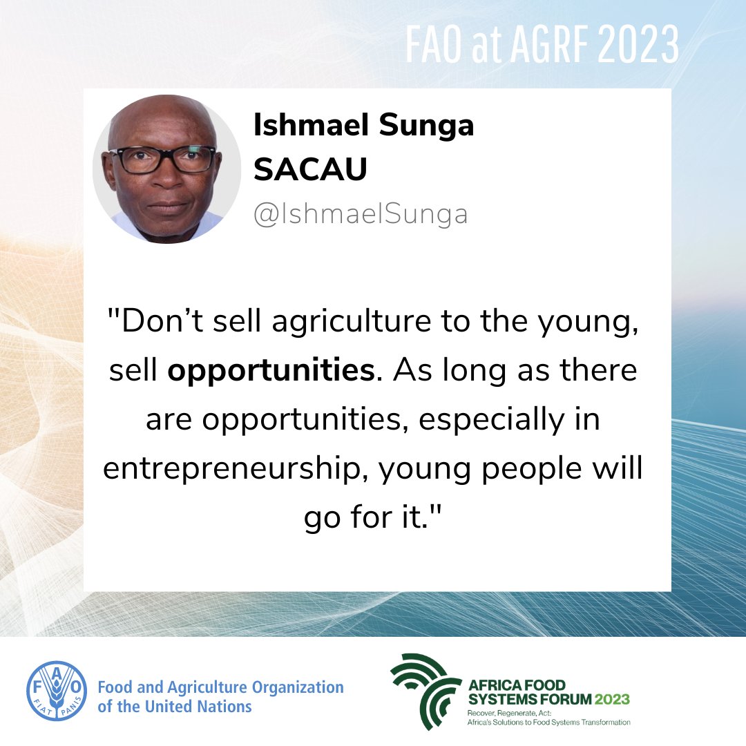 The #AGRF2023 has started!

We're talking opportunities for youth in agrifood systems in Africa with <a href="/CGIARgender/">CGIAR GENDER</a>, <a href="/AGRA_Africa/">AGRA - Sustainably Growing Africa’s Food Systems.</a>  and <a href="/sacau_media/">SACAU</a>.  

Ishmael Sunga of Southern African Confederation of Ag Unions says expanding digital tools and policy investments is critical.