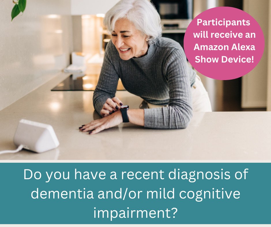 Deakin IPAN (@deakinipan) on Twitter photo Help us understand if Voice Assistants (e.g., Amazon Alexa) can be used to deliver support programs to older adults with dementia and/or mild cognitive impairment.
People aged 60-85 can join here: bit.ly/3sFFfAR
<a href="/DementiaAus/">Dementia Australia</a> @deakinresearch @DeakinHealth Help us understand if Voice Assistants (e.g., Amazon Alexa) can be used to deliver support programs to older adults with dementia and/or mild cognitive impairment.
People aged 60-85 can join here: bit.ly/3sFFfAR
<a href="/DementiaAus/">Dementia Australia</a> @deakinresearch @DeakinHealth