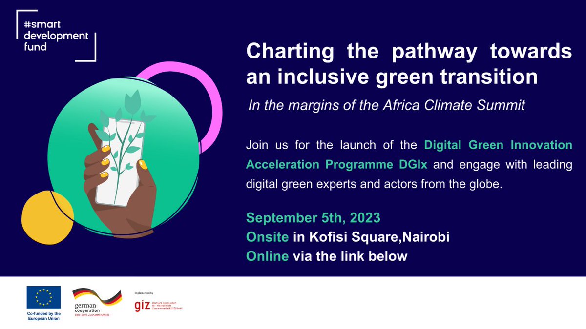 FinLitBae's tweet photo. Join us for this #ACS2023 event in Nairobi (or online) where I moderate a panel with @SheilahBirgen @TheEffJeng Amel Makhlouf, Taha Bawa, Fatou Jeng, headlined by Alessandra Sgobbi. We also launch the Digital Green Innovation Acceleration Programme
#DGIx #smartdevelopmentfund https://t.co/caB0OTSzlv